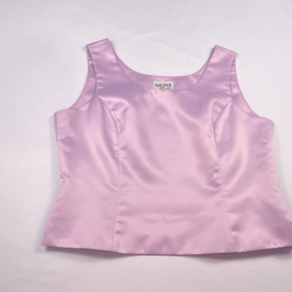 Kasper Lavendar Satin Square Neck Tank Top SIze 14 - Picture 2 of 4